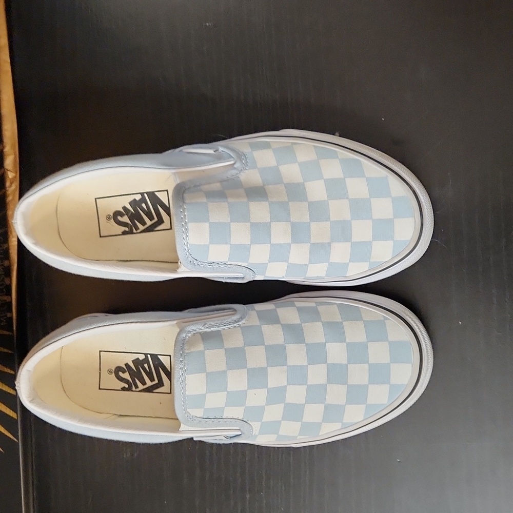 Vans Baby Blue Checkerboard Classic Slip-On Shoes
